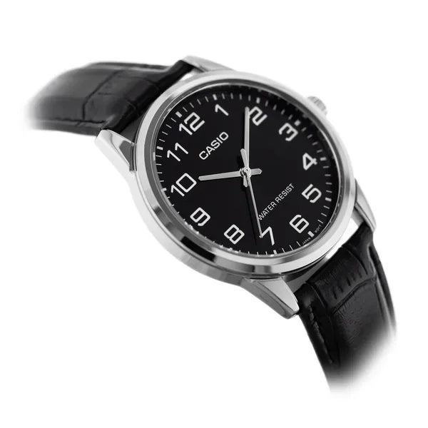 Casio MTP-V001L-1BUDF férfi karóra, fekete bőrszíj, 38 mm, WR30