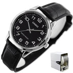 Casio MTP-V001L-1BUDF férfi karóra, fekete bőrszíj, 38 mm, WR30