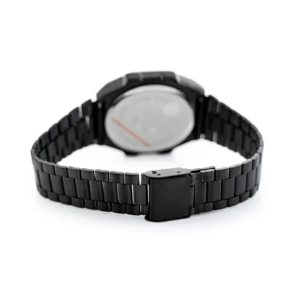 Női digitális LED karóra fekete fém szíjjal, téglalap, WR30