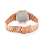 Női digitális LED karóra rozéarany fém szíjjal, 32×38 mm, 3 ATM