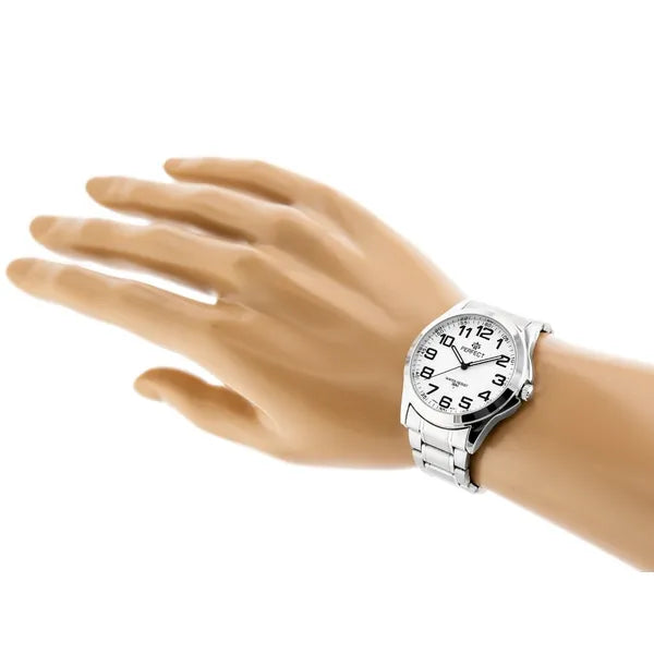Perfect férfi karóra, Miyota kvarc, ezüst fémszíj, 42 mm, WR30