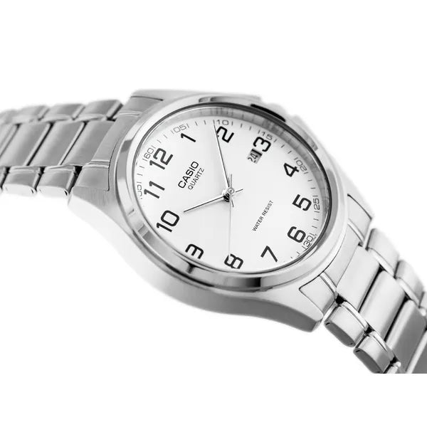 Casio MTP-1183A-7B férfi karóra, acél szíj, fehér számlap, 39 mm, WR30