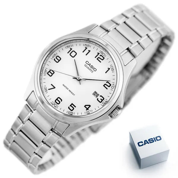 Casio MTP-1183A-7B férfi karóra, acél szíj, fehér számlap, 39 mm, WR30