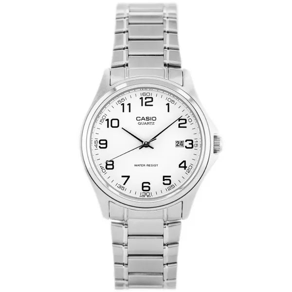 Casio MTP-1183A-7B férfi karóra, acél szíj, fehér számlap, 39 mm, WR30