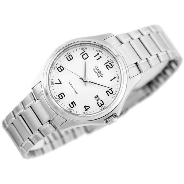 Casio MTP-1183A-7B férfi karóra, acél szíj, fehér számlap, 39 mm, WR30