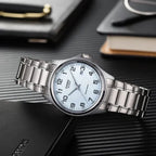 Casio MTP-1183A-7B férfi karóra, acél szíj, fehér számlap, 39 mm, WR30