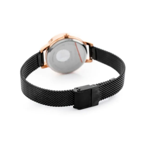 PERFECT S639 női kvarc karóra, rosegold-fekete, WR30, szitakötős