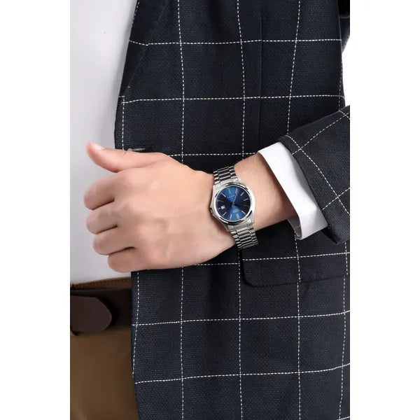 Casio MTP-1183A-2A férfi karóra, acél szíj, kék számlap, 39 mm, WR30, díszdoboz