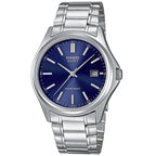 Casio MTP-1183A-2A férfi karóra, acél szíj, kék számlap, 39 mm, WR30, díszdoboz