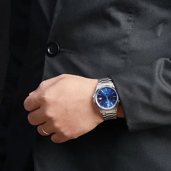 Casio MTP-1183A-2A férfi karóra, acél szíj, kék számlap, 39 mm, WR30, díszdoboz