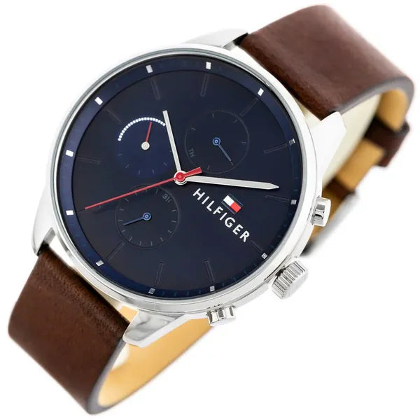 Tommy Hilfiger Chase 1791487 férfi karóra, kvarc, bőr, kék számlap, WR50