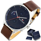 Tommy Hilfiger Chase 1791487 férfi karóra, kvarc, bőr, kék számlap, WR50