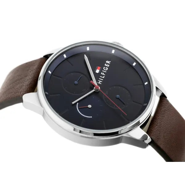 Tommy Hilfiger Chase 1791487 férfi karóra, kvarc, bőr, kék számlap, WR50
