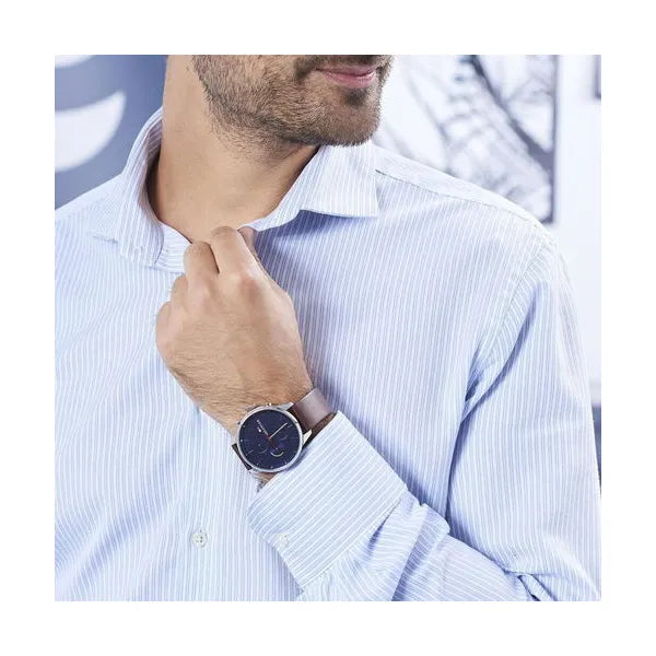 Tommy Hilfiger Chase 1791487 férfi karóra, kvarc, bőr, kék számlap, WR50