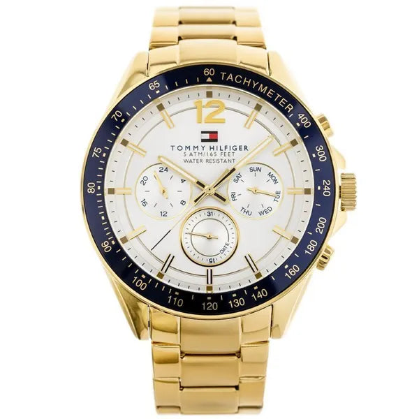 Tommy Hilfiger Luke 1791121 férfi karóra, arany acél, 46 mm, dátum, WR50