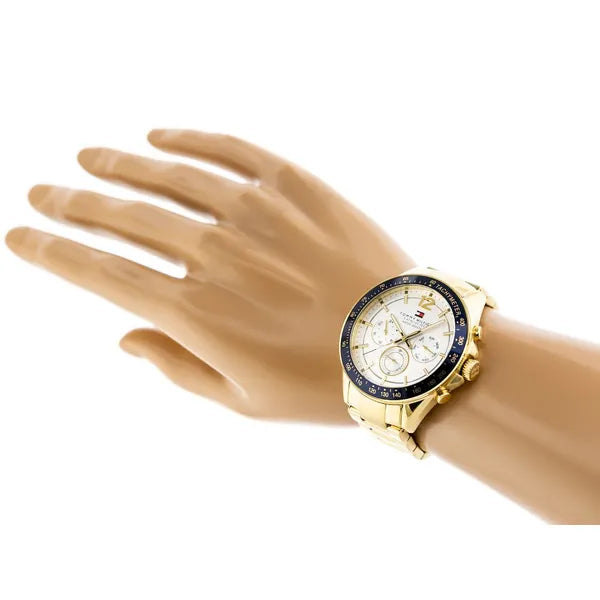 Tommy Hilfiger Luke 1791121 férfi karóra, arany acél, 46 mm, dátum, WR50