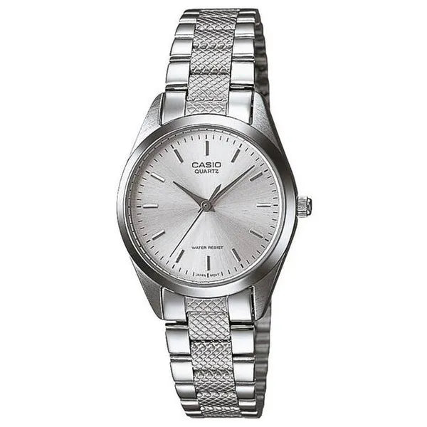 Casio LTP-1274D-7A női karóra, ezüst számlap, acél szíj, WR30, díszdobozzal