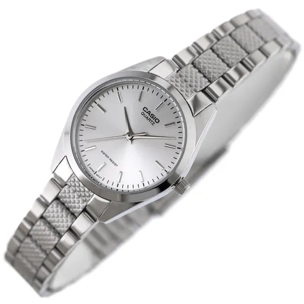 Casio LTP-1274D-7A női karóra, ezüst számlap, acél szíj, WR30, díszdobozzal