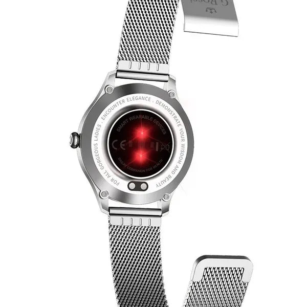 Női okosóra G. Rossi SW014-1, ezüst, 1.09'' TFT HD, IP68, BT 5.0, acél szíj