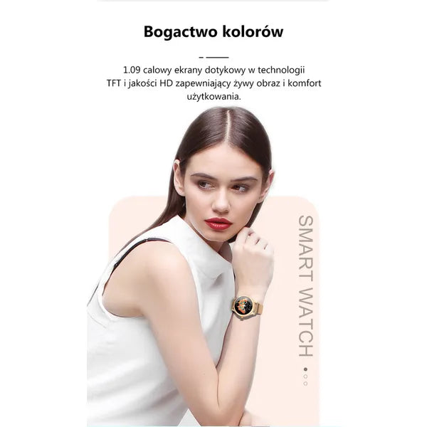 Női okosóra G. Rossi SW014-1, ezüst, 1.09'' TFT HD, IP68, BT 5.0, acél szíj