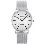 Női kvarc karóra ezüst, hálós fémszíjjal, 36 mm, WR30, dobozzal
