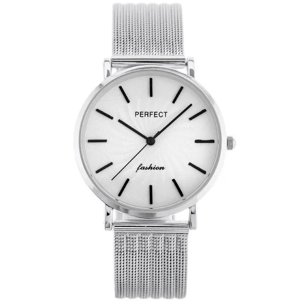 Női kvarc karóra ezüst, hálós fémszíjjal, 36 mm, WR30, dobozzal