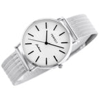 Női kvarc karóra ezüst, hálós fémszíjjal, 36 mm, WR30, dobozzal