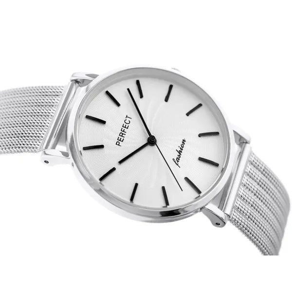 Női kvarc karóra ezüst, hálós fémszíjjal, 36 mm, WR30, dobozzal