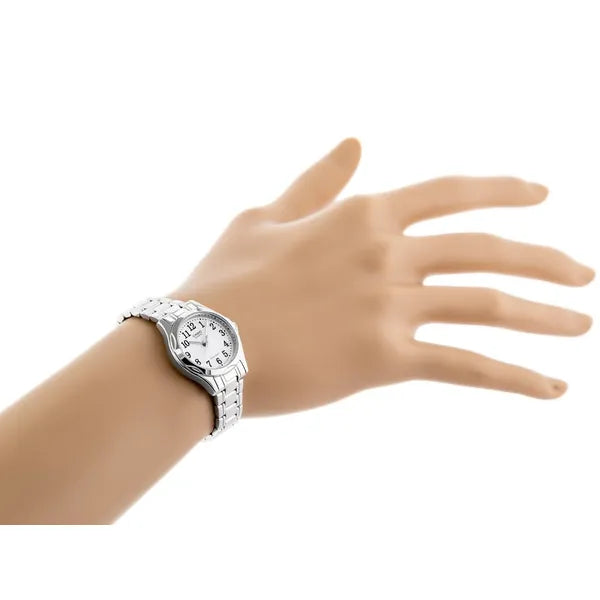 Casio LTP-1275D női karóra, kvarc, acél szíj, ezüst/fehér, WR30