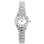 Casio LTP-1275D női karóra, kvarc, acél szíj, ezüst/fehér, WR30