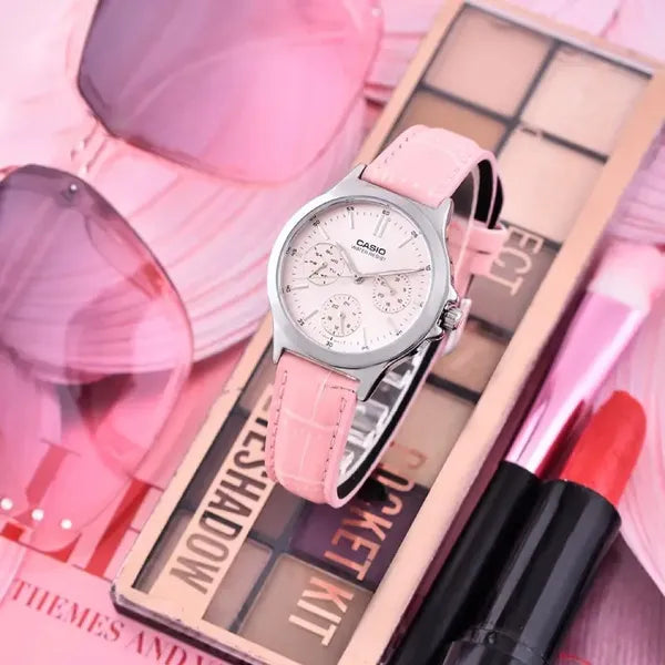 Casio LTP-V300L-4A női analóg karóra, rózsaszín bőr szíj, 32 mm, WR30, kvarc