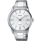 Casio férfi karóra MTP-1303D-7AV, 40 mm, acél szíj, WR50, ezüst, díszdobozzal