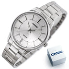 Casio férfi karóra MTP-1303D-7AV, 40 mm, acél szíj, WR50, ezüst, díszdobozzal