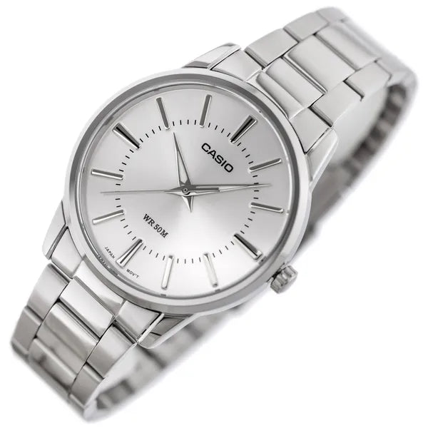 Casio férfi karóra MTP-1303D-7AV, 40 mm, acél szíj, WR50, ezüst, díszdobozzal