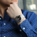 Casio MTP-1370D-1A2V férfi kvarc karóra, acél szíj, fekete számlap, WR50, 37 mm