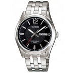 Casio MTP-1335D-1AV férfi karóra, acél szíj, fekete számlap, WR50, dátum