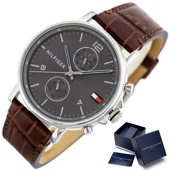 Tommy Hilfiger férfi karóra Daniel 1710416, barna bőr, WR50, 44 mm
