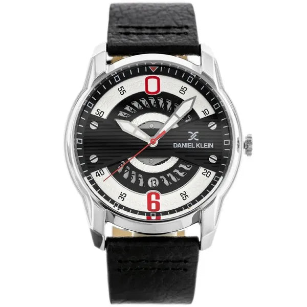 Daniel Klein 12155-5 férfi karóra, kvarc Miyota Citizen, fekete bőr szíj, WR50