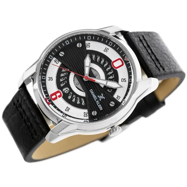 Daniel Klein 12155-5 férfi karóra, kvarc Miyota Citizen, fekete bőr szíj, WR50