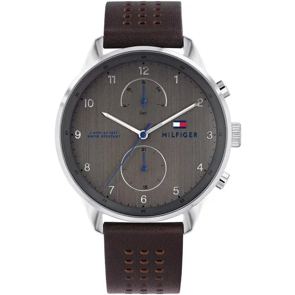 Tommy Hilfiger Chase 1791579 férfi kvarc karóra, barna bőrszíj, WR50