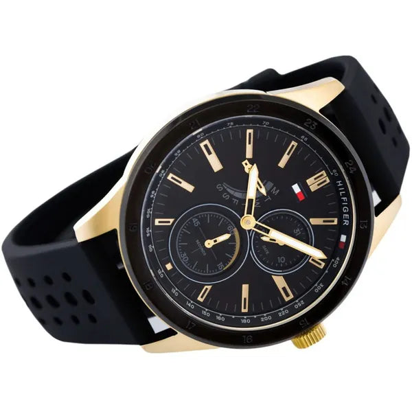 Tommy Hilfiger Austin 1791636 férfi karóra, 44 mm, fekete/arany, WR50, kvarc