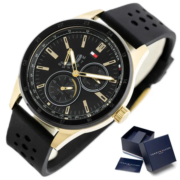 Tommy Hilfiger Austin 1791636 férfi karóra, 44 mm, fekete/arany, WR50, kvarc