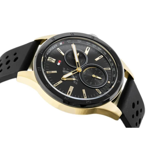 Tommy Hilfiger Austin 1791636 férfi karóra, 44 mm, fekete/arany, WR50, kvarc