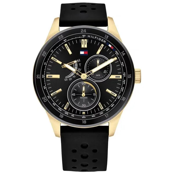 Tommy Hilfiger Austin 1791636 férfi karóra, 44 mm, fekete/arany, WR50, kvarc