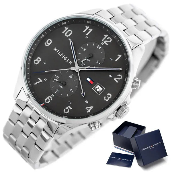 Tommy Hilfiger férfi karóra 1791707, fekete számlap, acél szíj, dátum, WR50