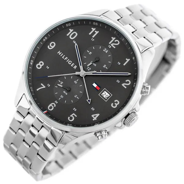 Tommy Hilfiger férfi karóra 1791707, fekete számlap, acél szíj, dátum, WR50