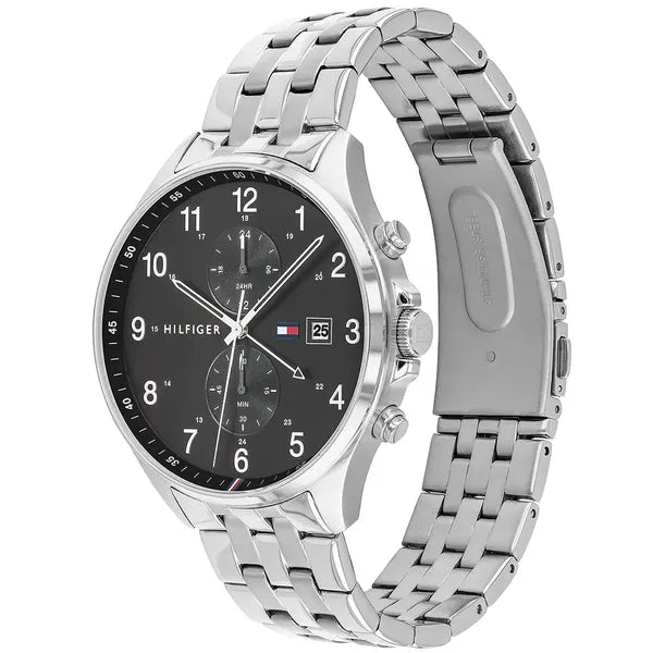 Tommy Hilfiger férfi karóra 1791707, fekete számlap, acél szíj, dátum, WR50