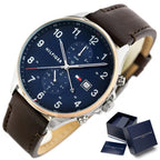 Tommy Hilfiger 1791712 West férfi karóra, kvarc, 44 mm, bőrszíj, kék, WR50