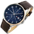 Tommy Hilfiger 1791712 West férfi karóra, kvarc, 44 mm, bőrszíj, kék, WR50