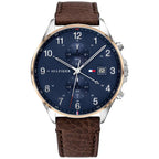 Tommy Hilfiger 1791712 West férfi karóra, kvarc, 44 mm, bőrszíj, kék, WR50